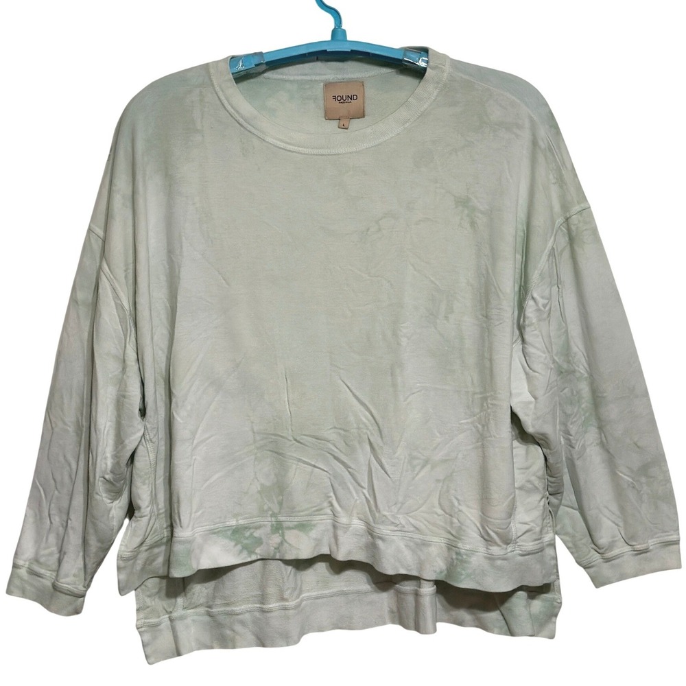 Found Los Angeles Women Oversized Sweatshirt Green Tie Dye Sustainable Fashion L